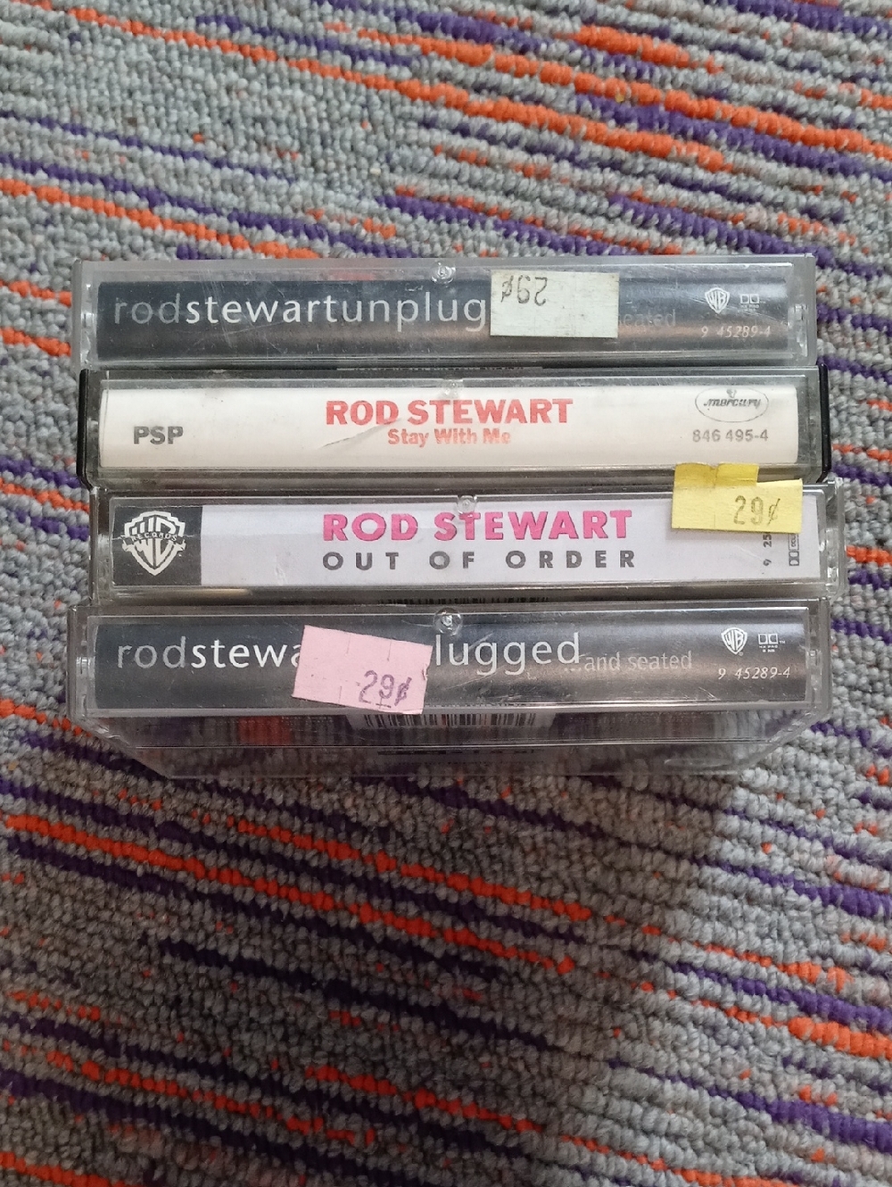 Rod Stewart Cassette Tape Lot - Black, White, Pink Accents